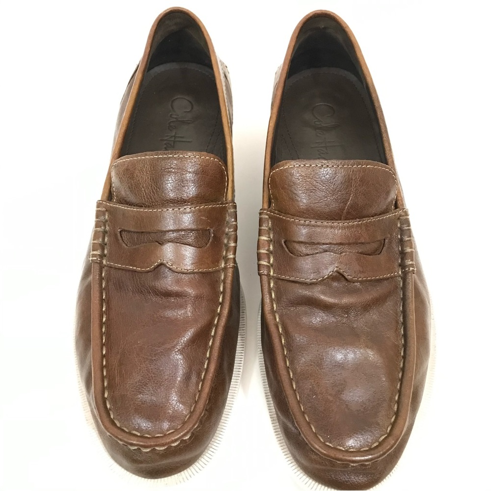 Cole Haan NikeAir Yacht Boat Leather Brown Penny Loafers Slip On Size 9